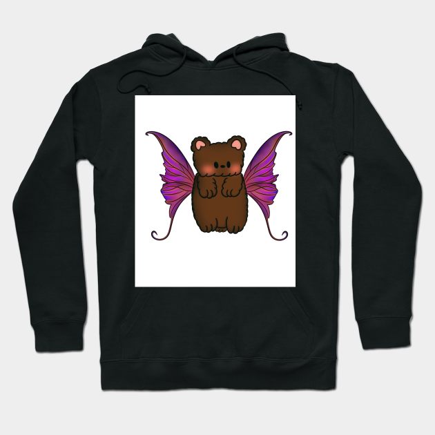 Fairy Teddy Bear with Purple, Pink and Orange Wings Hoodie by Ethereal Vagabond Designs